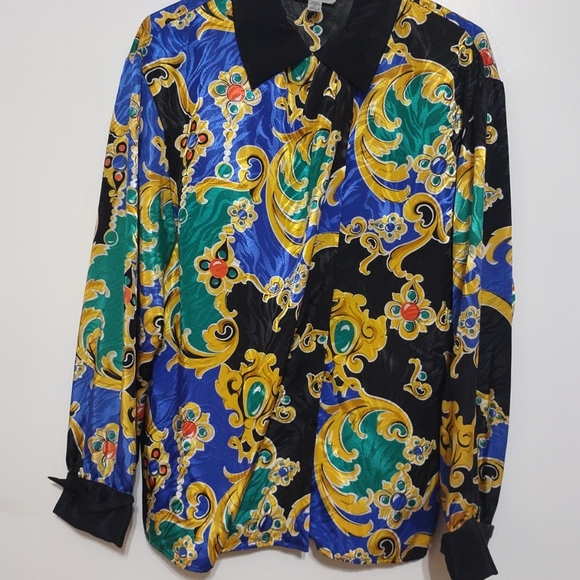 Stunning Vtg AP ltd Multicolor Long Sleeves Blouse Size 10 - Picture 15 of 16